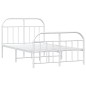 vidaXL Estructura cama metal con cabecero y estribo blanco 120x200 cm vidaXL Estructura cama metal con cabecero y estribo blanco 120x200 cm