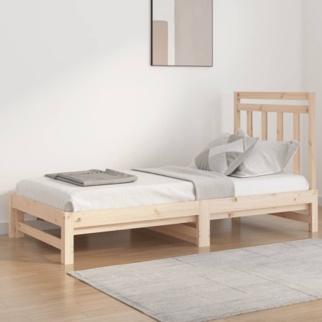 vidaXL Sofá cama extraíble madera maciza de pino 2x(90x190) cm