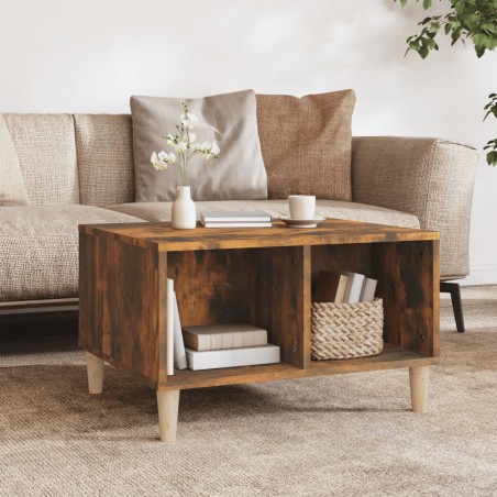 vidaXL Mesa de centro madera contrachapada roble ahumado 60x50x36,5 cm