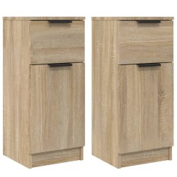vidaXL Aparadores 2 uds madera contrachapada roble Sonoma 30x30x70 cm