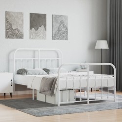 vidaXL Estructura cama metal con cabecero y estribo blanco 120x200 cm