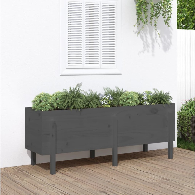 vidaXL Arriate elevado de jardín madera maciza pino gris 160x50x57 cm vidaXL Arriate elevado de jardín madera maciza pino gris 160x50x57 cm