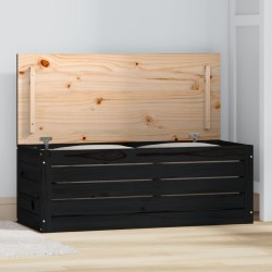 vidaXL Caja de almacenaje madera maciza de pino negro 89x36,5x33 cm
