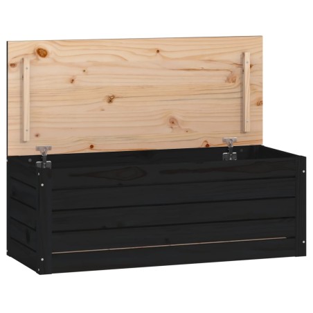 vidaXL Caja de almacenaje madera maciza de pino negro 89x36,5x33 cm