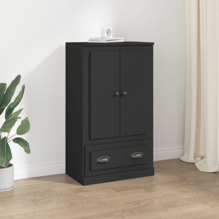 vidaXL Aparador de madera contrachapada negro 60x35,5x103,5 cm