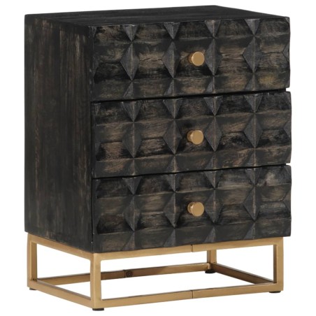 vidaXL Mesita de noche de madera maciza de mango negro 40x29x50 cm