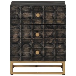 vidaXL Mesita de noche de madera maciza de mango negro 40x29x50 cm