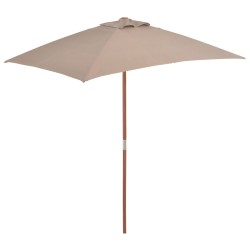 vidaXL Sombrilla de jardín con palo de madera 150x200 cm gris topo
