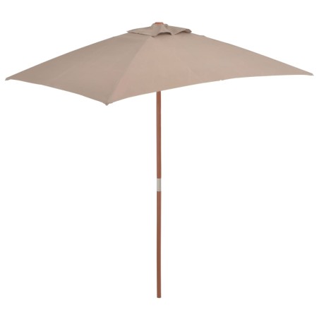 vidaXL Sombrilla de jardín con palo de madera 150x200 cm gris topo
