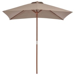 vidaXL Sombrilla de jardín con palo de madera 150x200 cm gris topo