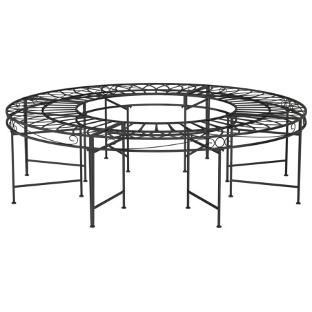 vidaXL Banco de jardín redondo de acero negro 160 cm