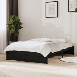 vidaXL Estructura de cama doble pequeña madera maciza negra 120x190 cm