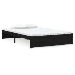 vidaXL Estructura de cama doble pequeña madera maciza negra 120x190 cm