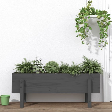 vidaXL Arriate elevado de jardín madera maciza pino gris 101x30x38 cm