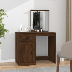 vidaXL Tocador espejo madera contrachapada roble marrón 90x50x132,5 cm