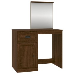 vidaXL Tocador espejo madera contrachapada roble marrón 90x50x132,5 cm