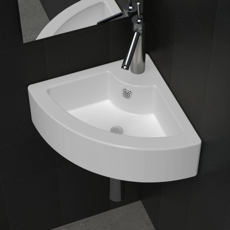 vidaXL Lavabo con rebosadero blanco 45x32x12,5 cm vidaXL Lavabo con rebosadero blanco 45x32x12,5 cm