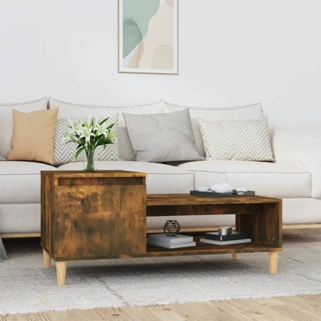 vidaXL Mesa de centro madera contrachapada roble ahumado 100x50x45 cm