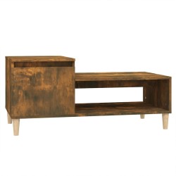 vidaXL Mesa de centro madera contrachapada roble ahumado 100x50x45 cm