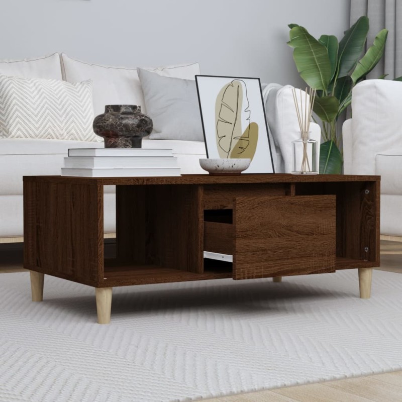 vidaXL Mesa de centro madera contrachapada marrón roble 90x50x36,5 cm vidaXL Mesa de centro madera contrachapada marrón roble 90x50x36,5 cm