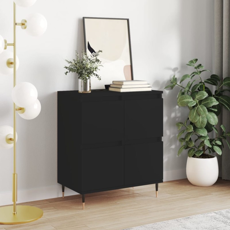 vidaXL Aparador de madera contrachapada negro 60x35x70 cm