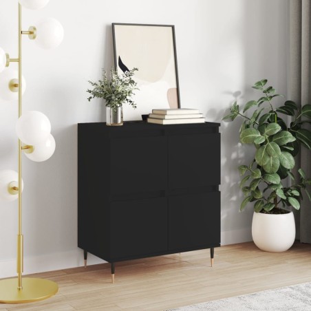 vidaXL Aparador de madera contrachapada negro 60x35x70 cm