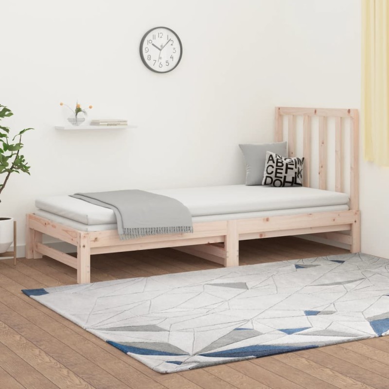 vidaXL Sofá cama extraíble madera maciza de pino 2x(90x200) cm vidaXL Sofá cama extraíble madera maciza de pino 2x(90x200) cm