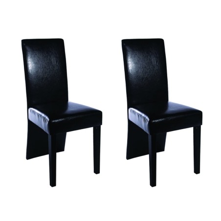 vidaXL Sillas de comedor 2 unidades cuero sintético negro