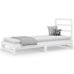 vidaXL Sofá cama extraíble madera maciza de pino blanco 2x(90x200) cm