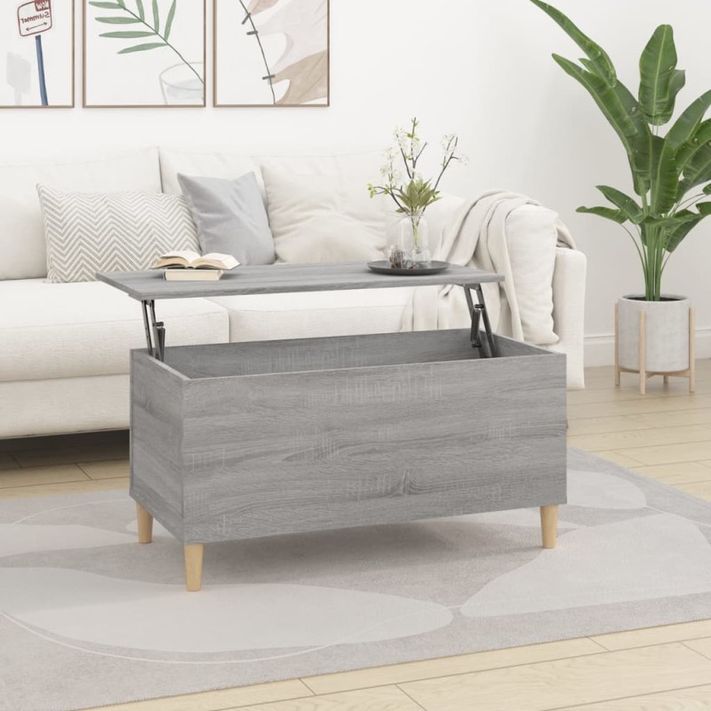 vidaXL Mesa de centro madera contrachapada gris Sonoma 90x44,5x45 cm vidaXL Mesa de centro madera contrachapada gris Sonoma 90x44,5x45 cm