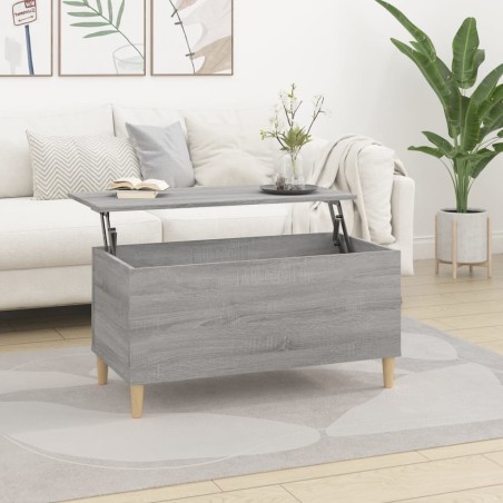 vidaXL Mesa de centro madera contrachapada gris Sonoma 90x44,5x45 cm