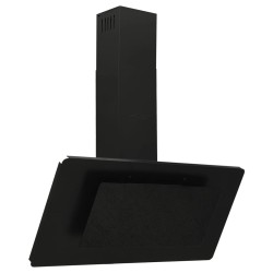 vidaXL Campana extractora acero inoxidable vidrio templado negro 90 cm