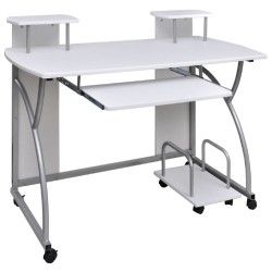 vidaXL Escritorio ordenador madera contrachapada blanco 110x52x88,5 cm