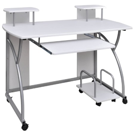 vidaXL Escritorio ordenador madera contrachapada blanco 110x52x88,5 cm