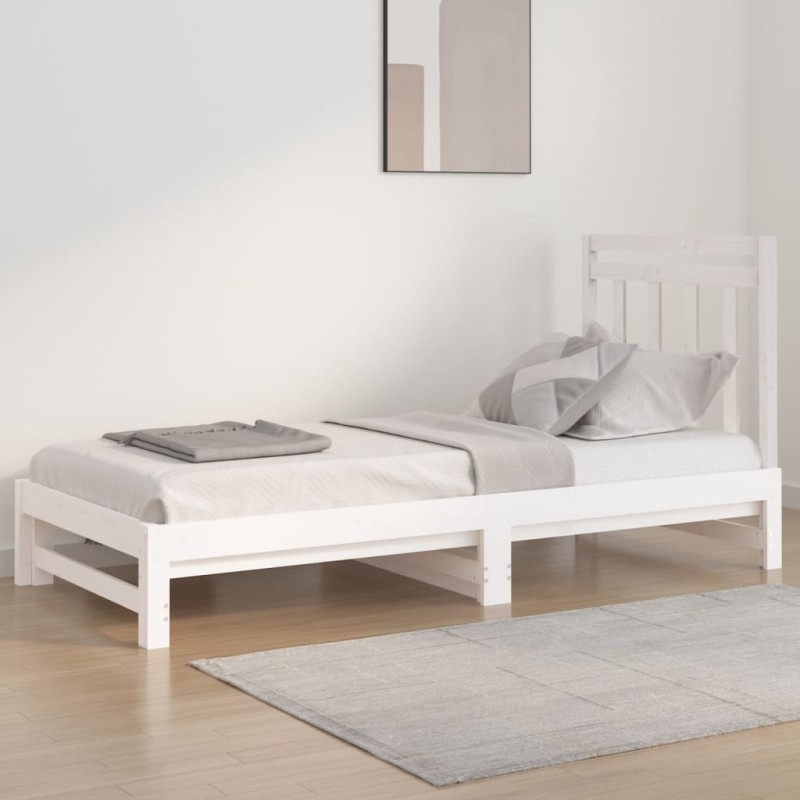 vidaXL Sofá cama extraíble madera maciza de pino blanco 2x(90x200) cm