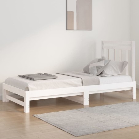 vidaXL Sofá cama extraíble madera maciza de pino blanco 2x(90x200) cm