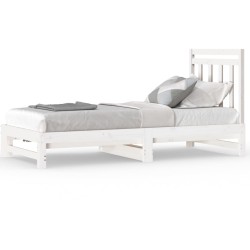 vidaXL Sofá cama extraíble madera maciza de pino blanco 2x(90x200) cm