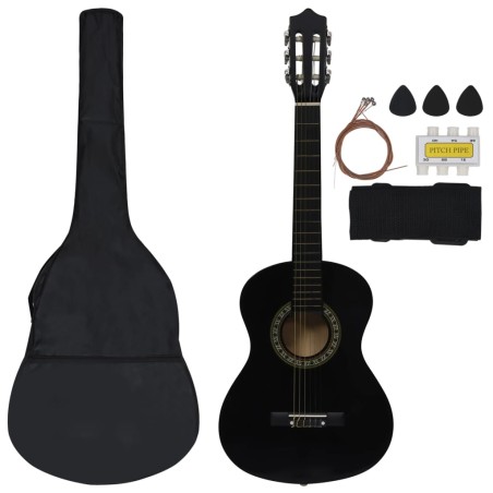vidaXL Set de guitarra clásica para principiantes 8 pzas negro 1/2 34"