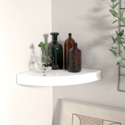 vidaXL Estante flotante de esquina MDF blanco brillo 25x25x3,8 cm