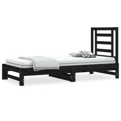 vidaXL Sofá cama extraíble madera maciza de pino negro 2x(90x200) cm