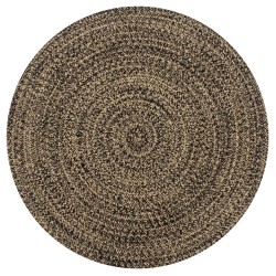 vidaXL Alfombra hecha a mano de yute negra y natural 120 cm