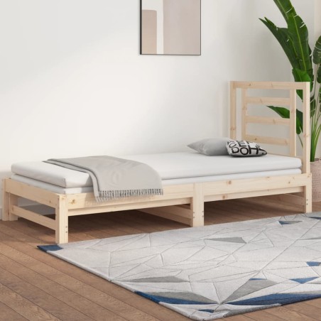 vidaXL Sofá cama extraíble madera maciza de pino 2x(90x190) cm