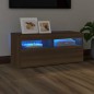 vidaXL Mueble de TV con luces LED roble marrón 90x35x40 cm