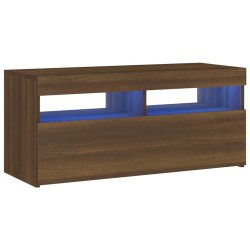 vidaXL Mueble de TV con luces LED roble marrón 90x35x40 cm
