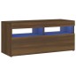 vidaXL Mueble de TV con luces LED roble marrón 90x35x40 cm