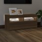 vidaXL Mueble de TV con luces LED roble marrón 90x35x40 cm