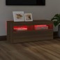vidaXL Mueble de TV con luces LED roble marrón 90x35x40 cm