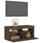 vidaXL Mueble de TV con luces LED roble marrón 90x35x40 cm