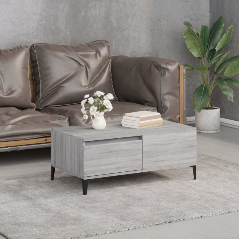 vidaXL Mesa de centro madera contrachapada gris Sonoma 90x50x36,5 cm vidaXL Mesa de centro madera contrachapada gris Sonoma 90x50x36,5 cm