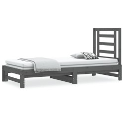 vidaXL Sofá cama extraíble madera maciza de pino gris 2x(90x200) cm
